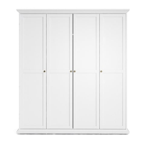 Paris Wardrobe with 4 Doors in White